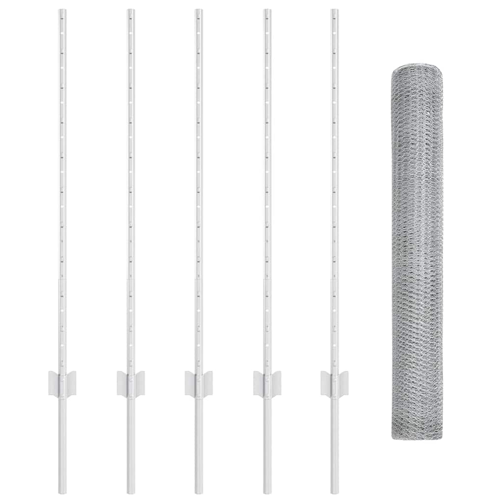 Stängsel med stolpe Silver 1 x 10 m Stål