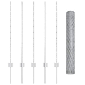 Stängsel med stolpe Silver 1 x 10 m Stål