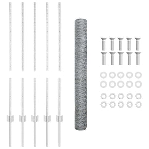 Stängsel med stolpe Silver 1 x 10 m Stål