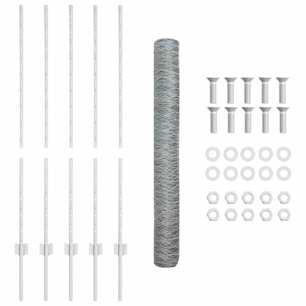 Stängsel med stolpe Silver 1,2 x 10 m Stål