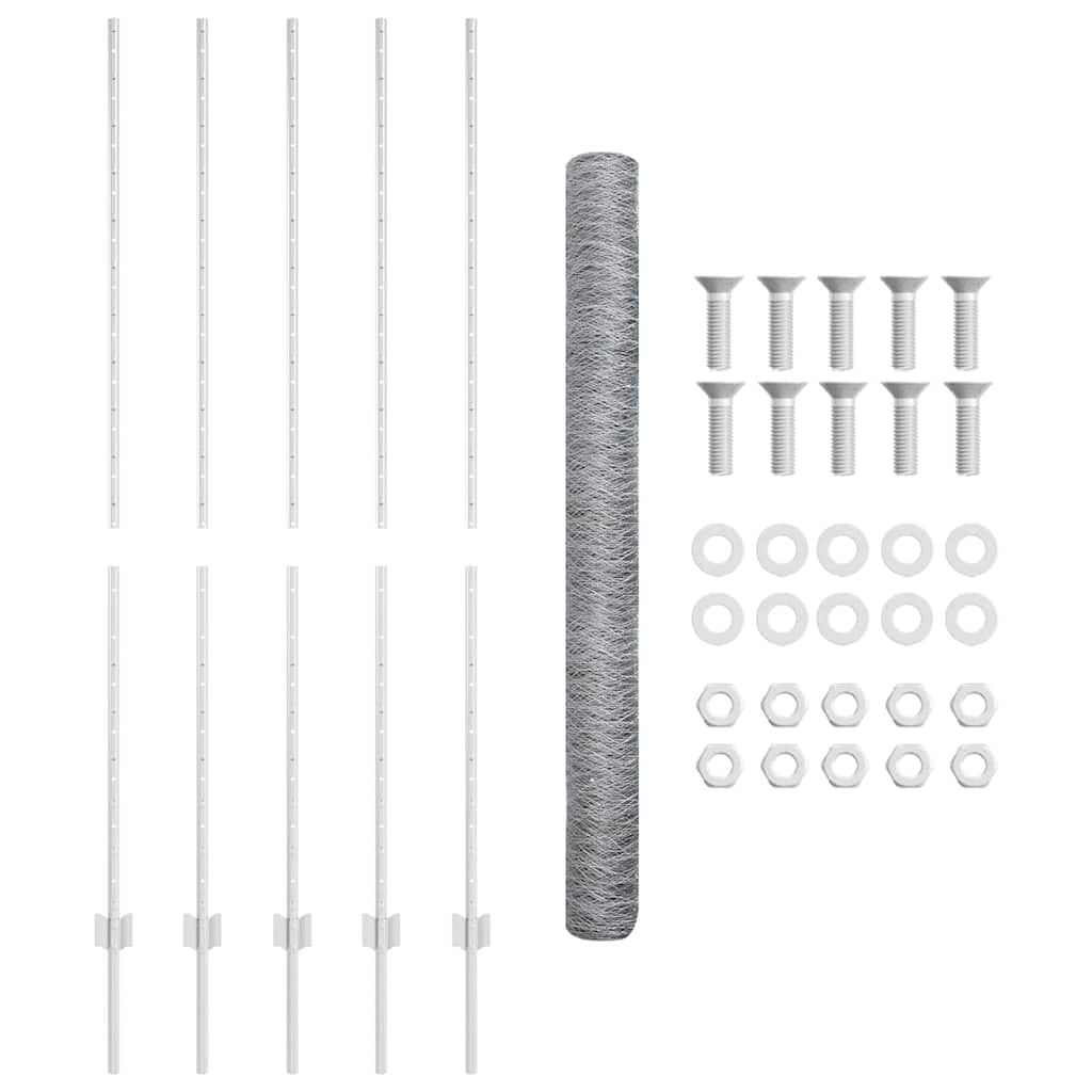 Stängsel med stolpe Silver 1,6 x 10 m Stål