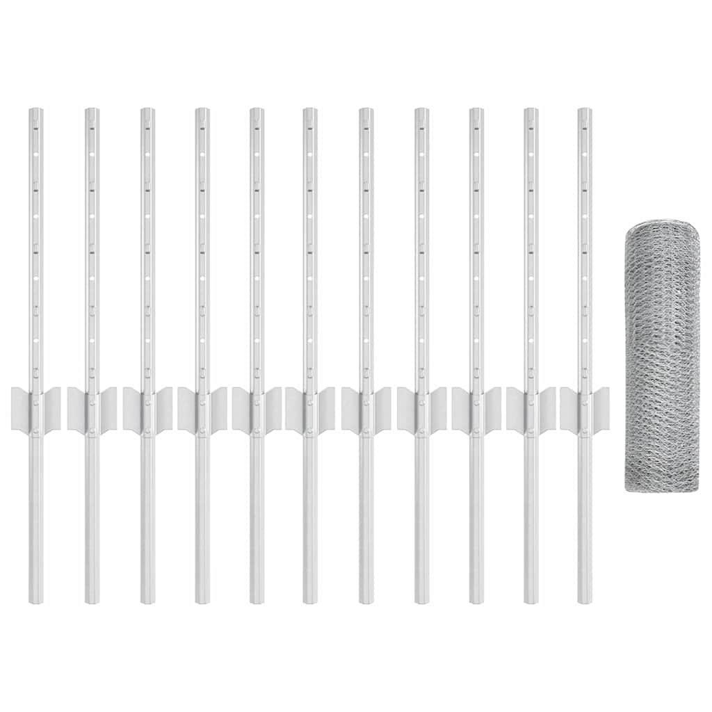 Stängsel med stolpe Silver 0,4 x 25 m Stål