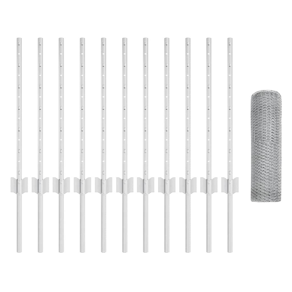 Stängsel med stolpe Silver 0,6 x 25 m Stål