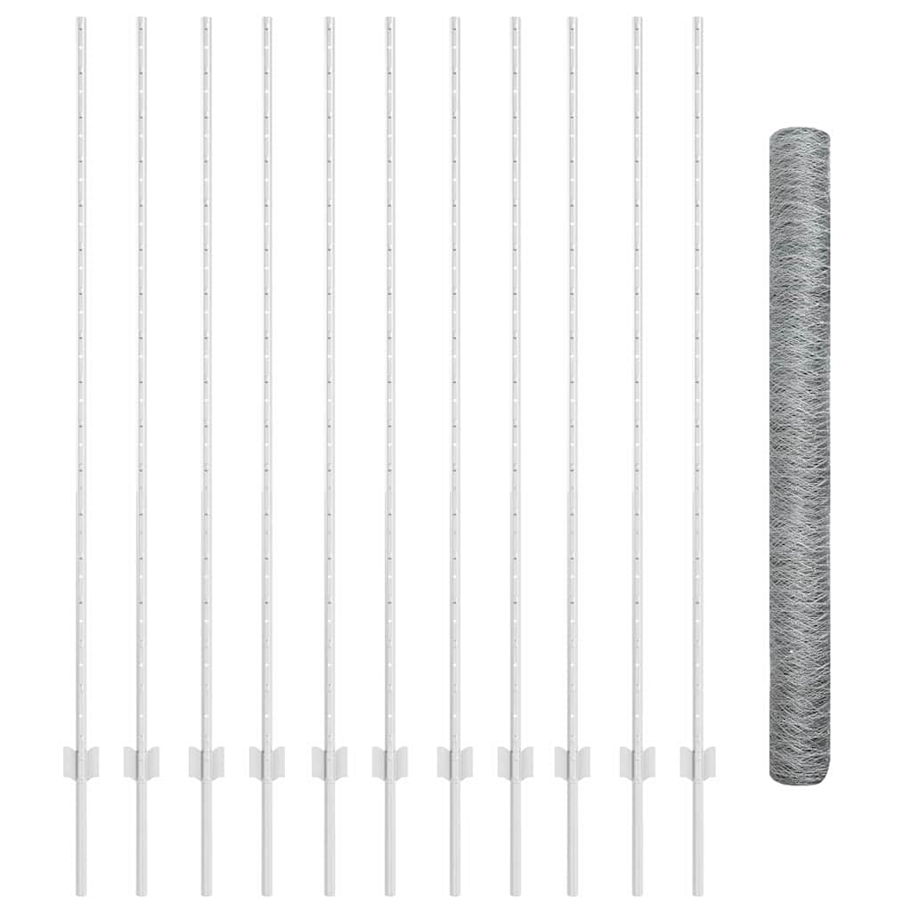 Stängsel med stolpe Silver 1,5 x 25 m Stål