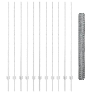 Stängsel med stolpe Silver 1,5 x 25 m Stål