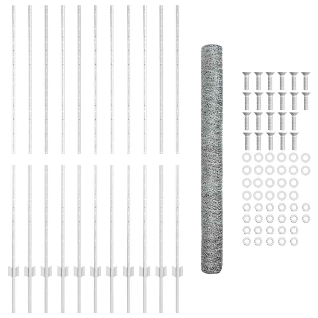 Stängsel med stolpe Silver 1,5 x 25 m Stål