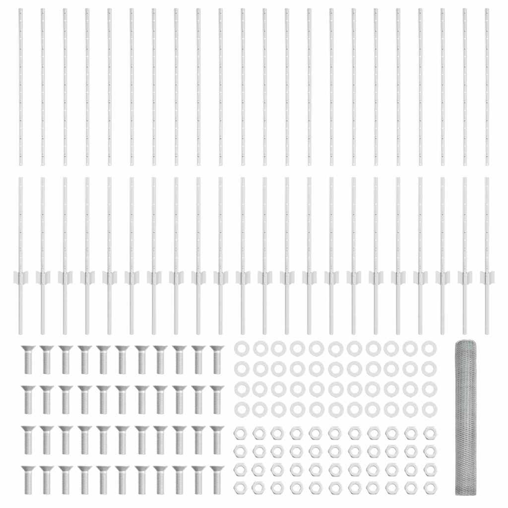 Stängsel med stolpe Silver 1,2 x 50 m Stål