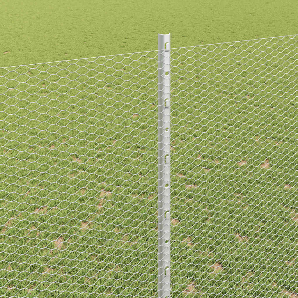 Stängsel med stolpe Silver 1,5 x 50 m Stål