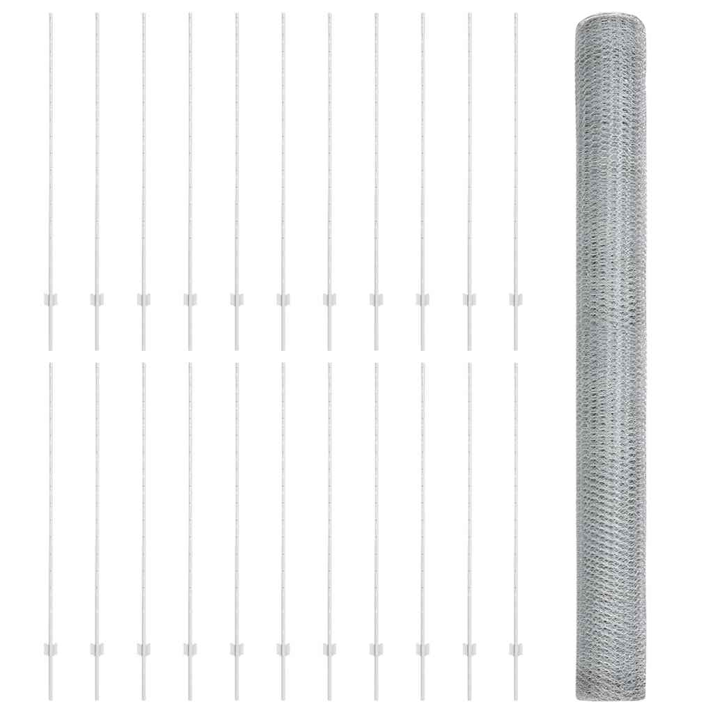 Stängsel med stolpe Silver 1,5 x 50 m Stål