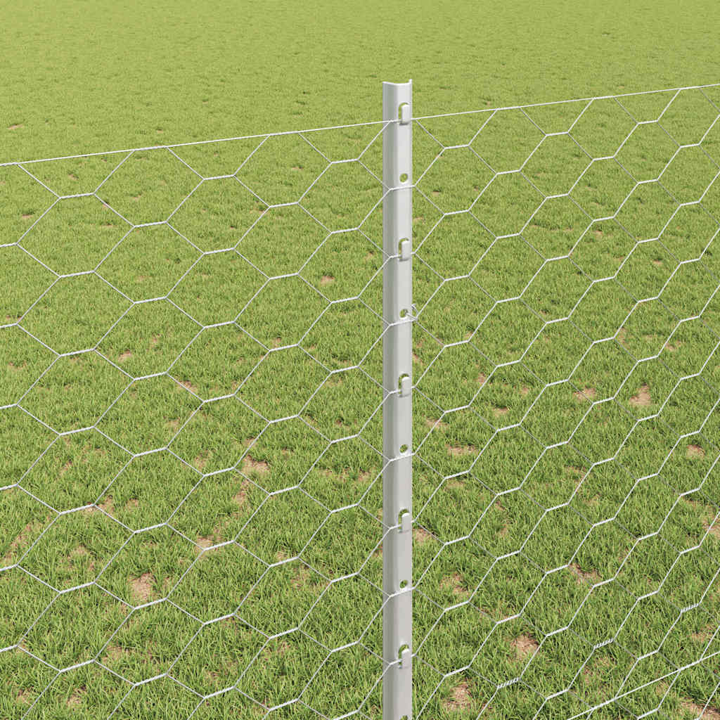 Stängsel med stolpe Silver 1,5 x 50 m Stål
