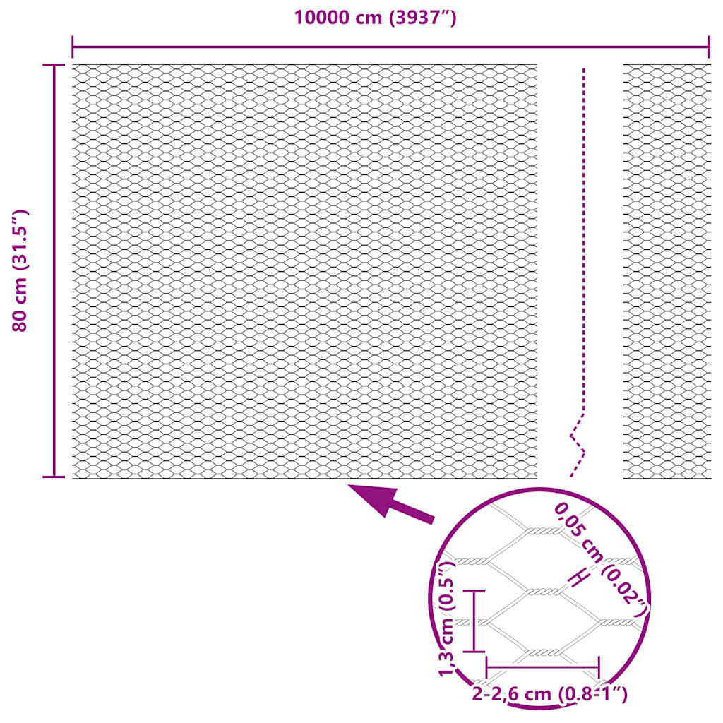 Stängsel med stolpe Silver 0,8 x 100 m Stål