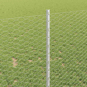 Stängsel med stolpe Silver 1 x 100 m Stål