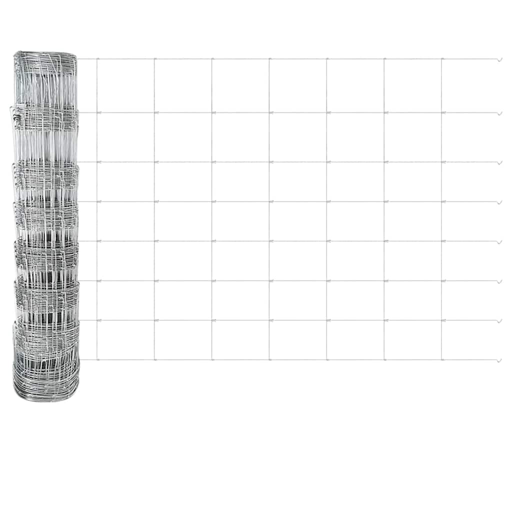 Stängsel med stolpe Silver 0,8 x 25 m Stål