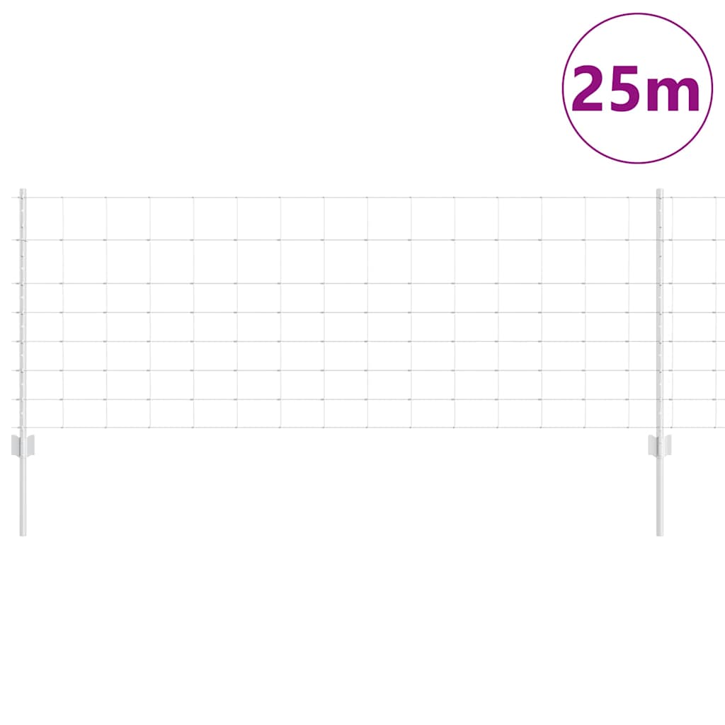 Stängsel med stolpe Silver 0,8 x 25 m Stål