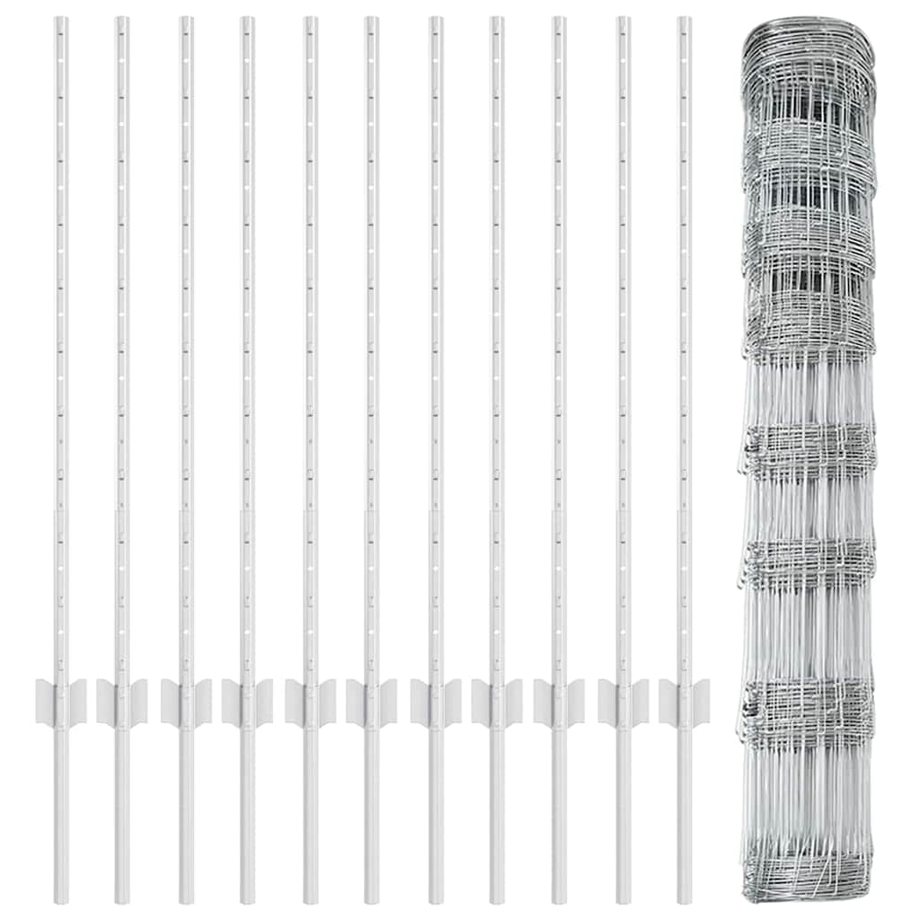 Stängsel med stolpe Silver 1 x 25 m Stål