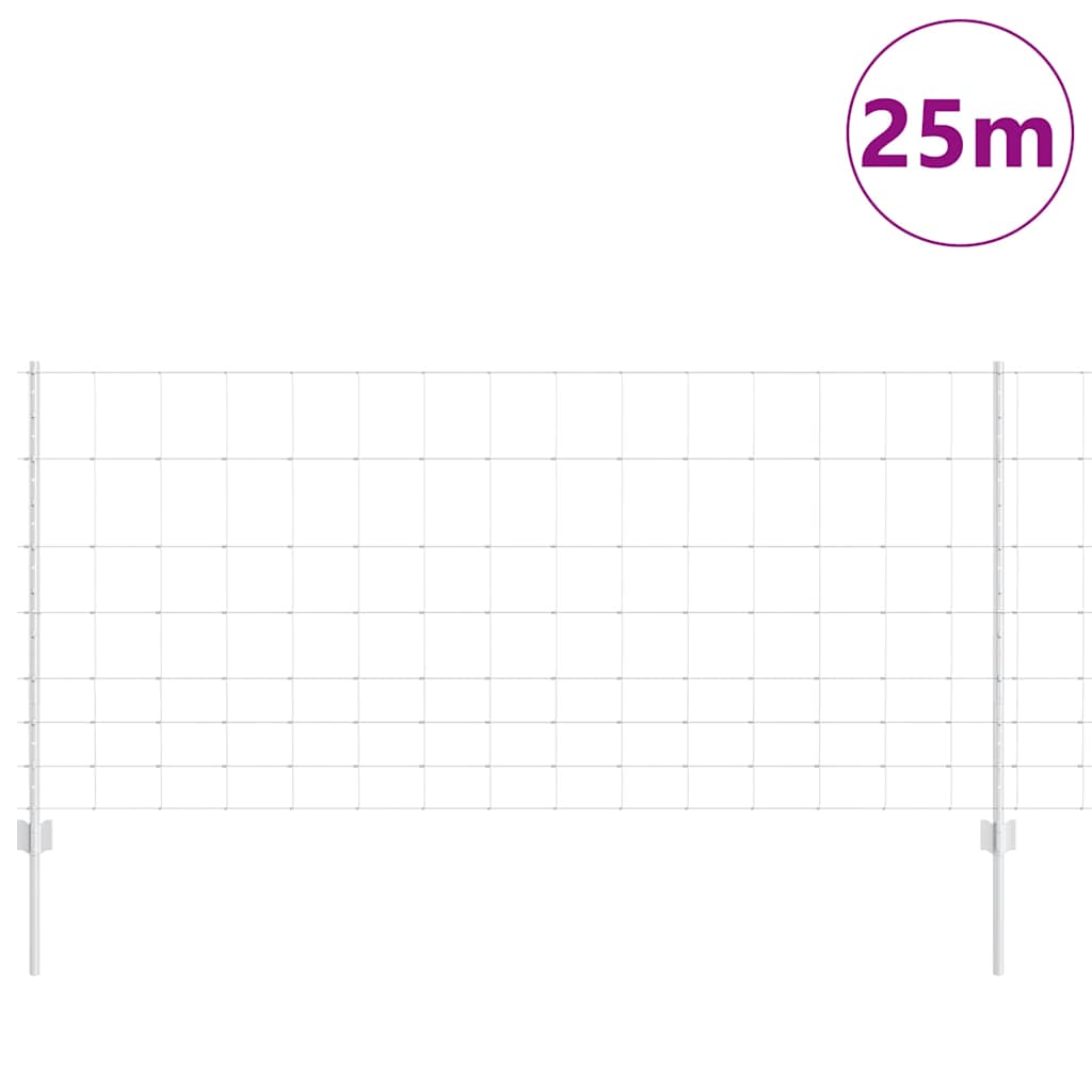 Stängsel med stolpe Silver 1 x 25 m Stål