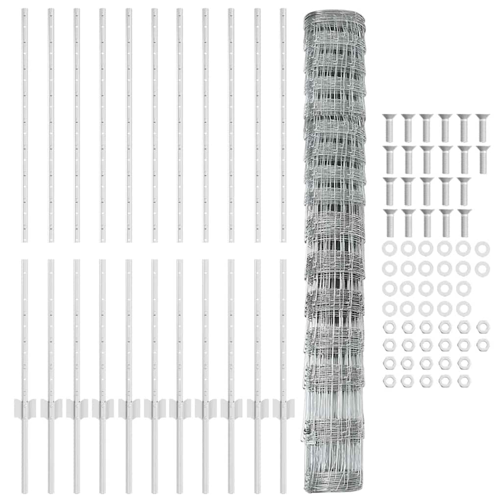 Stängsel med stolpe Silver 1,2 x 25 m Stål