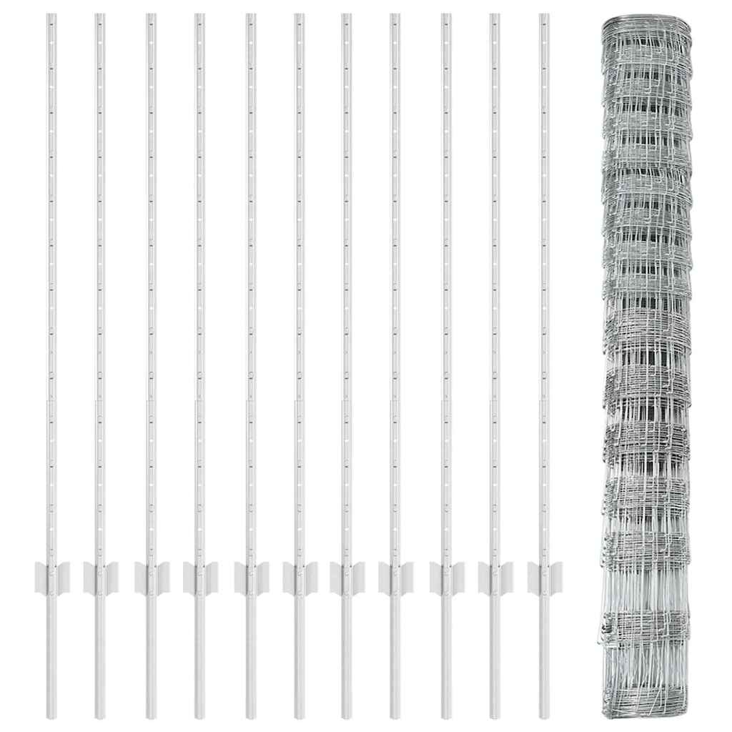 Stängsel med stolpe Silver 1,2 x 25 m Stål