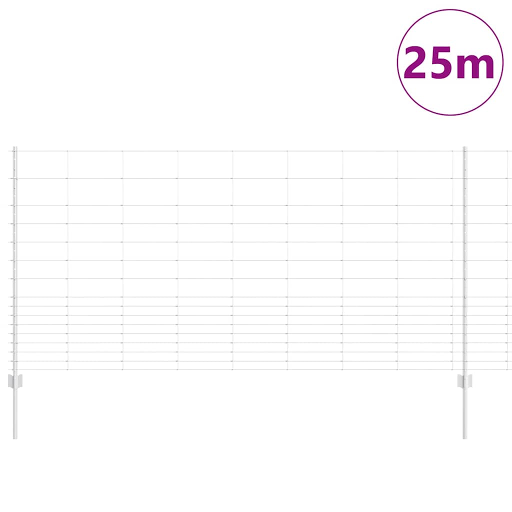 Stängsel med stolpe Silver 1,2 x 25 m Stål