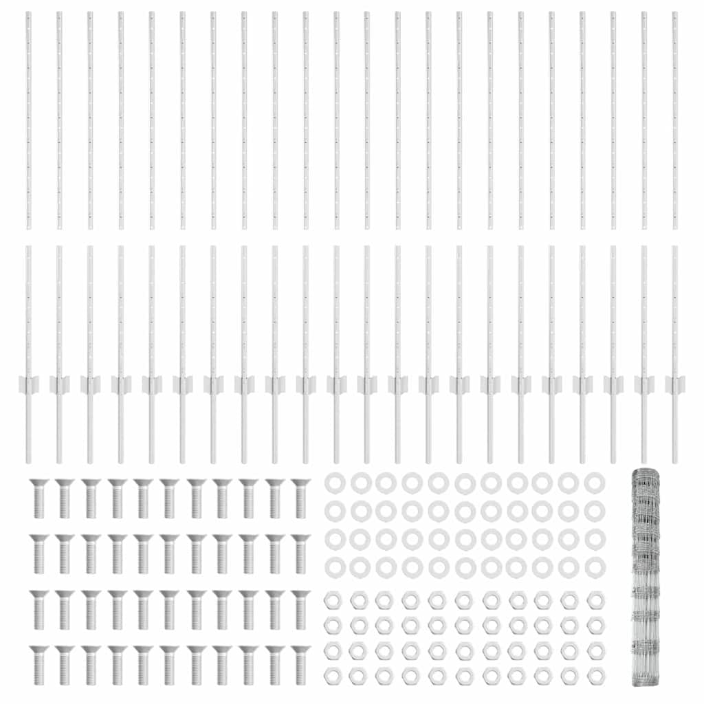 Stängsel med stolpe Silver 1,2 x 50 m Stål
