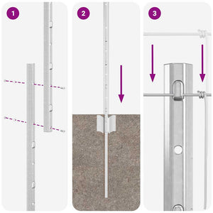 Stängsel med stolpe Silver 1,6 x 50 m Stål