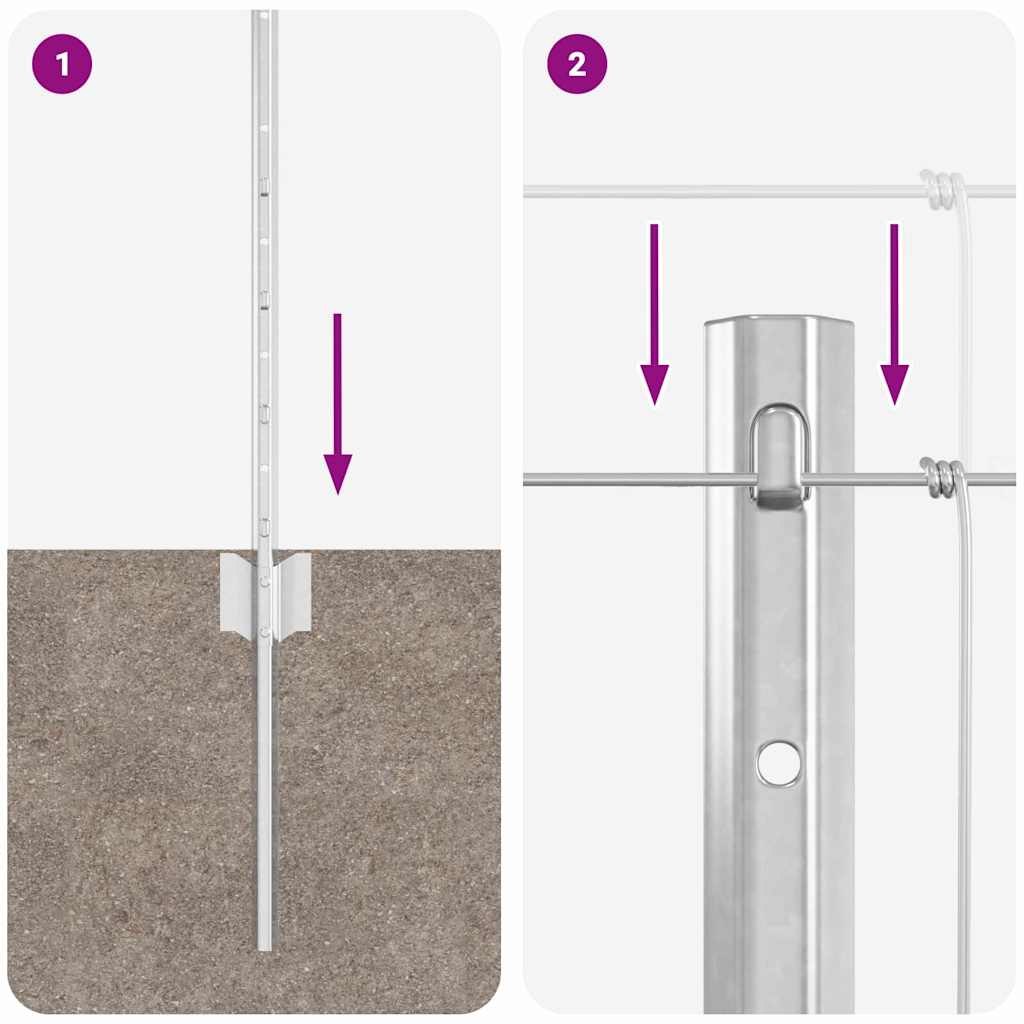 Stängsel med stolpe Silver 0,8 x 100 m Stål