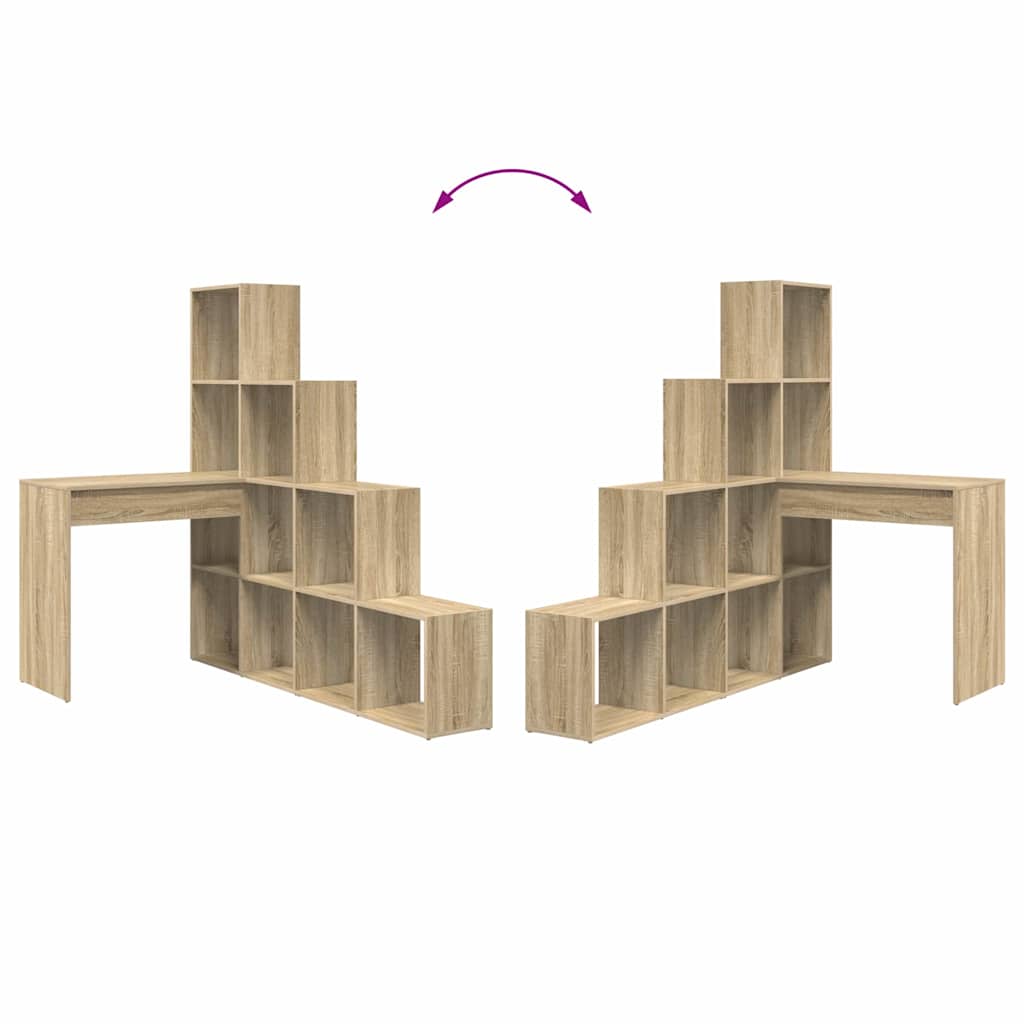 Hörnskrivbord med hylla Sonoma-ek 101,5 x 149,5 x 149,5 cm