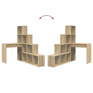 Hörnskrivbord med hylla Sonoma-ek 101,5 x 149,5 x 149,5 cm