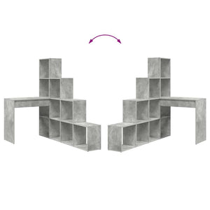 Hörnskrivbord med hylla Betonggrå 101,5 x 149,5 x 149,5 cm