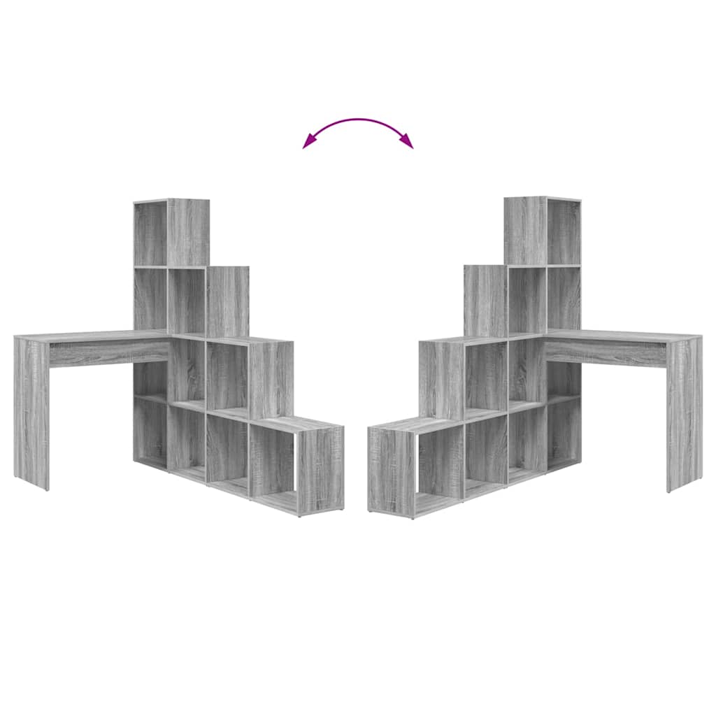 Hörnskrivbord med hylla Grå Sonoma 101,5 x 149,5 x 149,5 cm