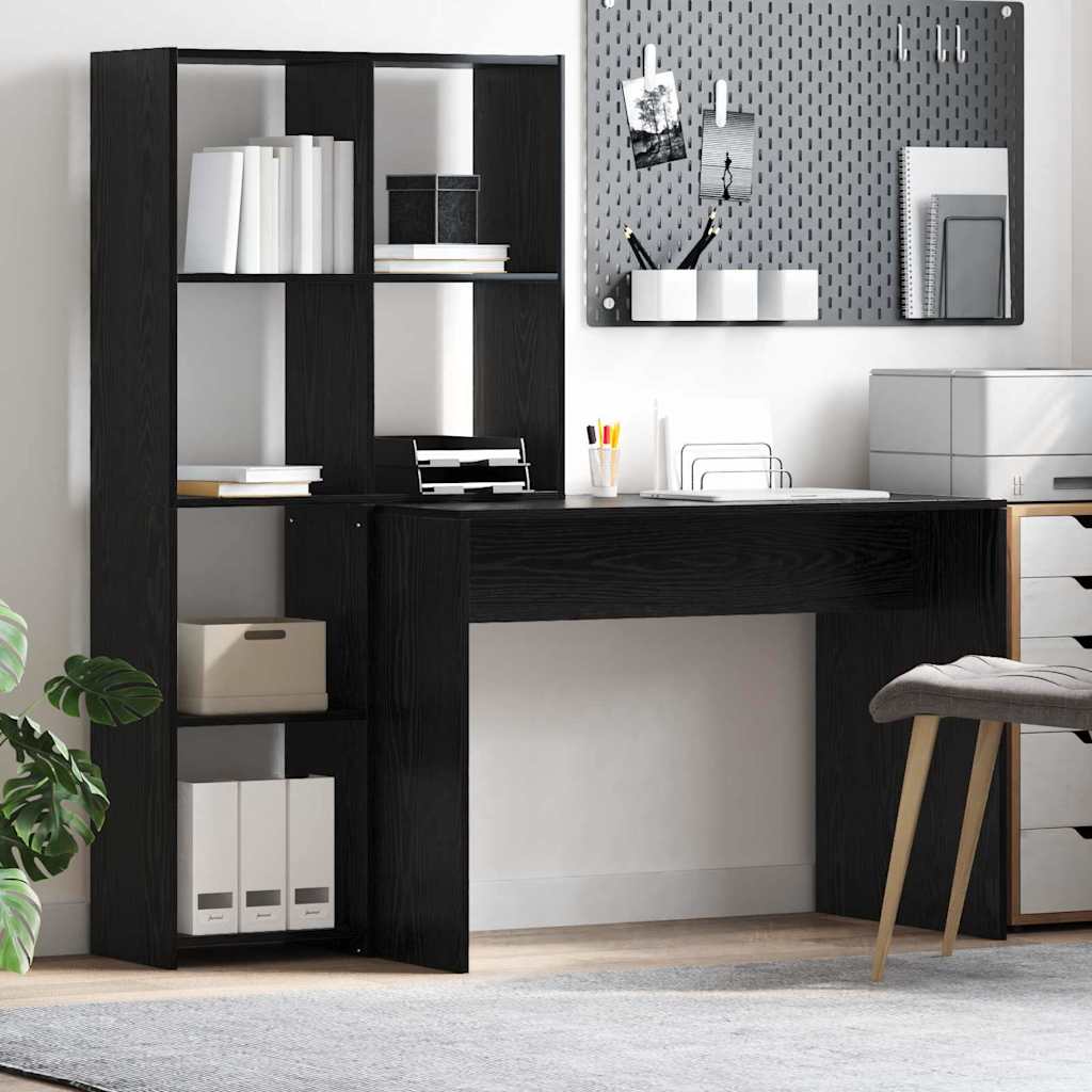 Skrivbord Svart Ek 138,5 x 55 x 143 cm Konstruerat trä