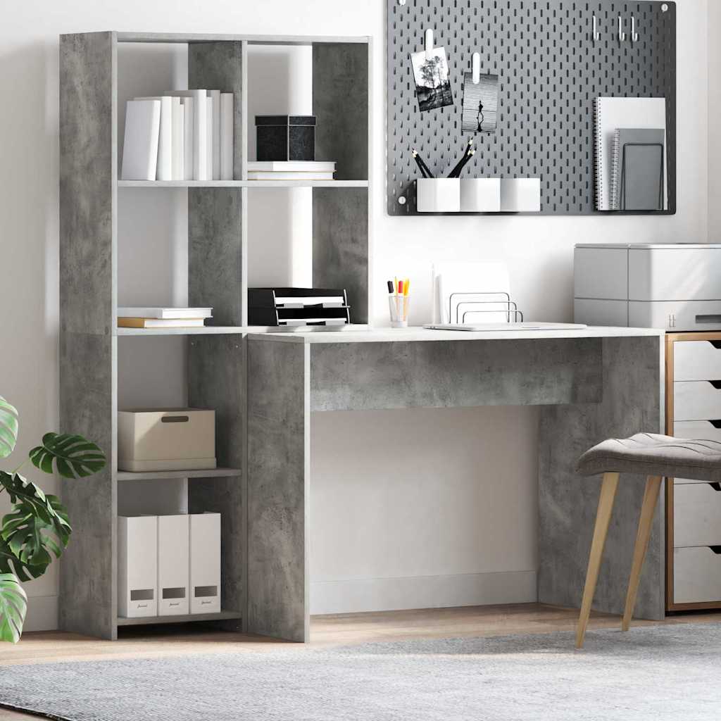 Skrivbord Betonggrå 138,5 x 55 x 143 cm Konstruerat trä