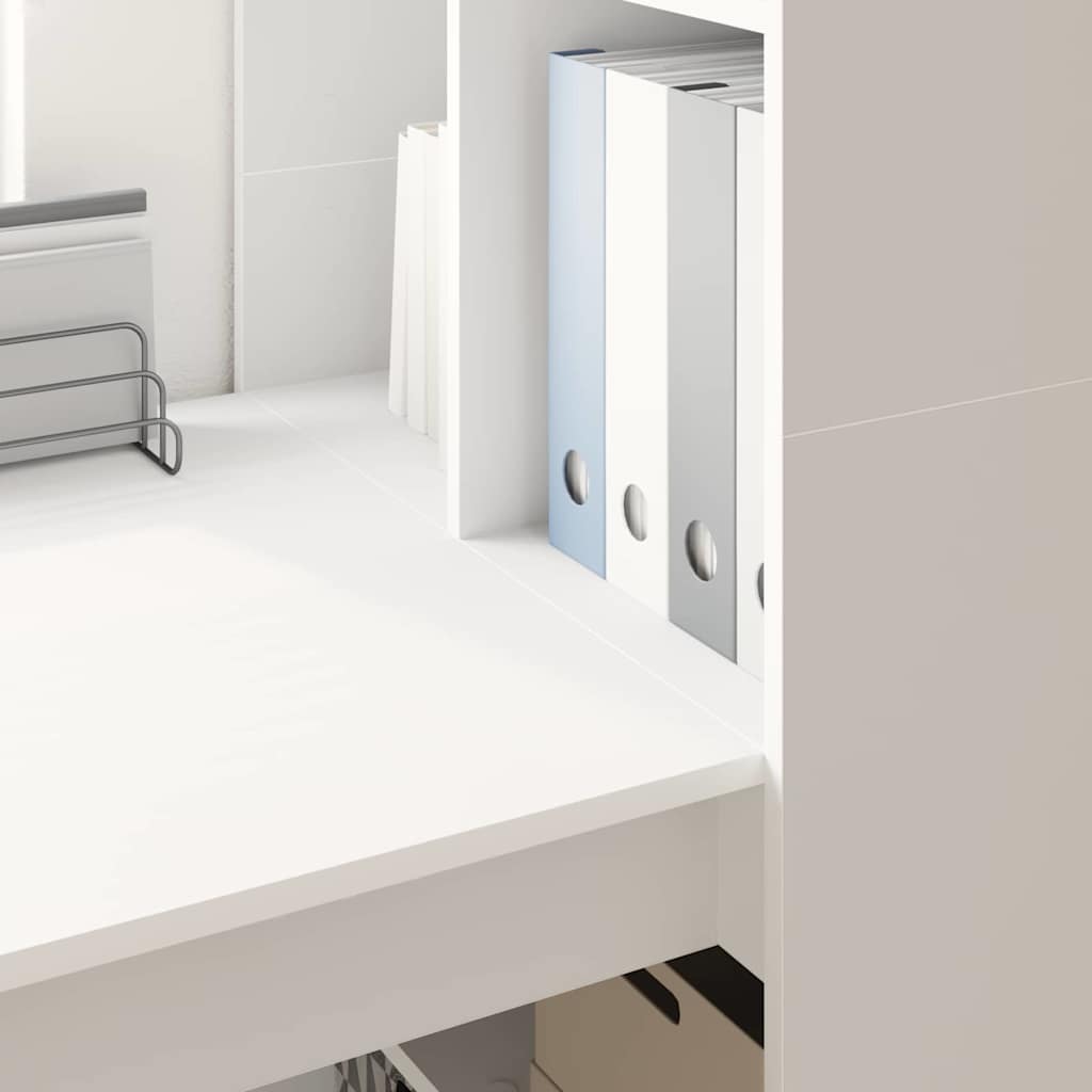Skrivbord med hylla Vit 122 x 67 x 145 cm Konstruerat trä