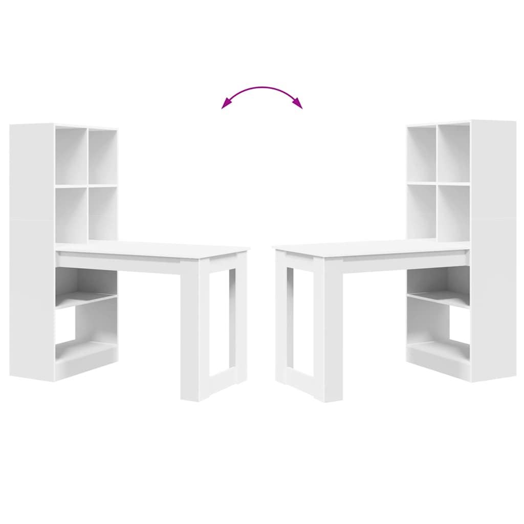 Skrivbord med hylla Vit 122 x 67 x 145 cm Konstruerat trä