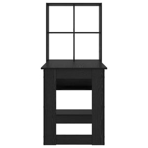 Skrivbord med hylla Svart Ek 122 x 67 x 145 cm Konstruerat trä