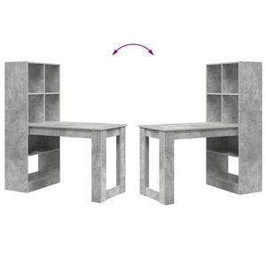 Skrivbord med hylla Betonggrå 122 x 67 x 145 cm Konstruerat trä