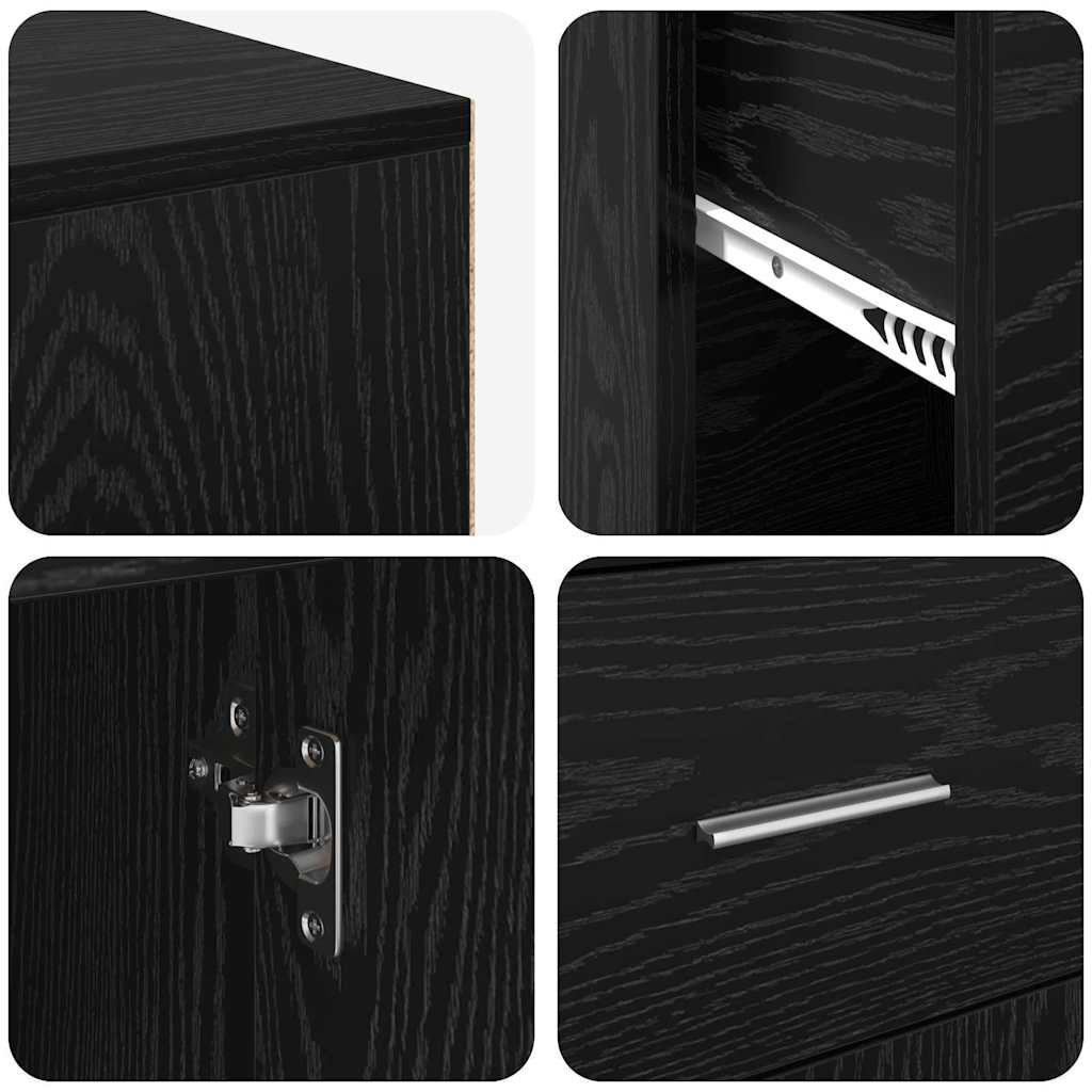 Hörnskrivbord med låda Svart Ek 102 x 88 x 75 cm