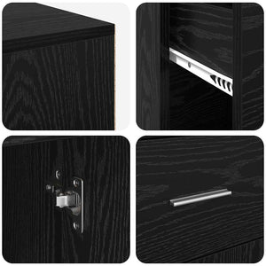 Hörnskrivbord med låda Svart Ek 102 x 88 x 75 cm