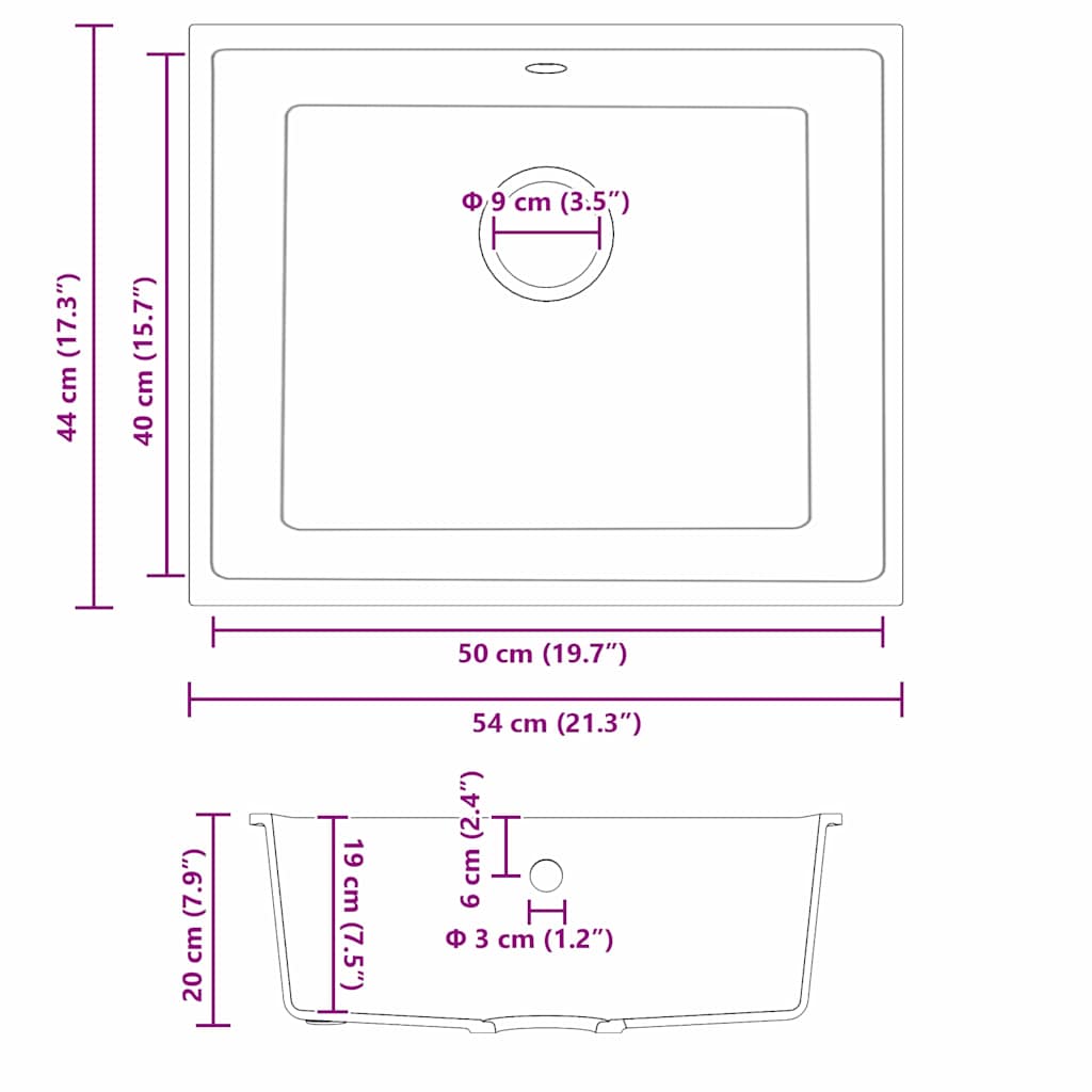 Diskho Vit 54 x 44 x 20 cm Granit