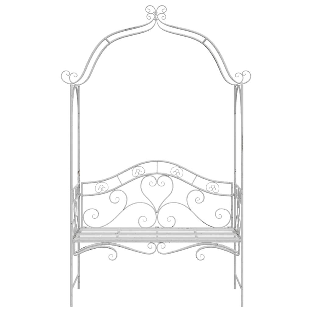 Trädgårdsbänk med kudde Vit 104 x 54 x 93 cm Stål