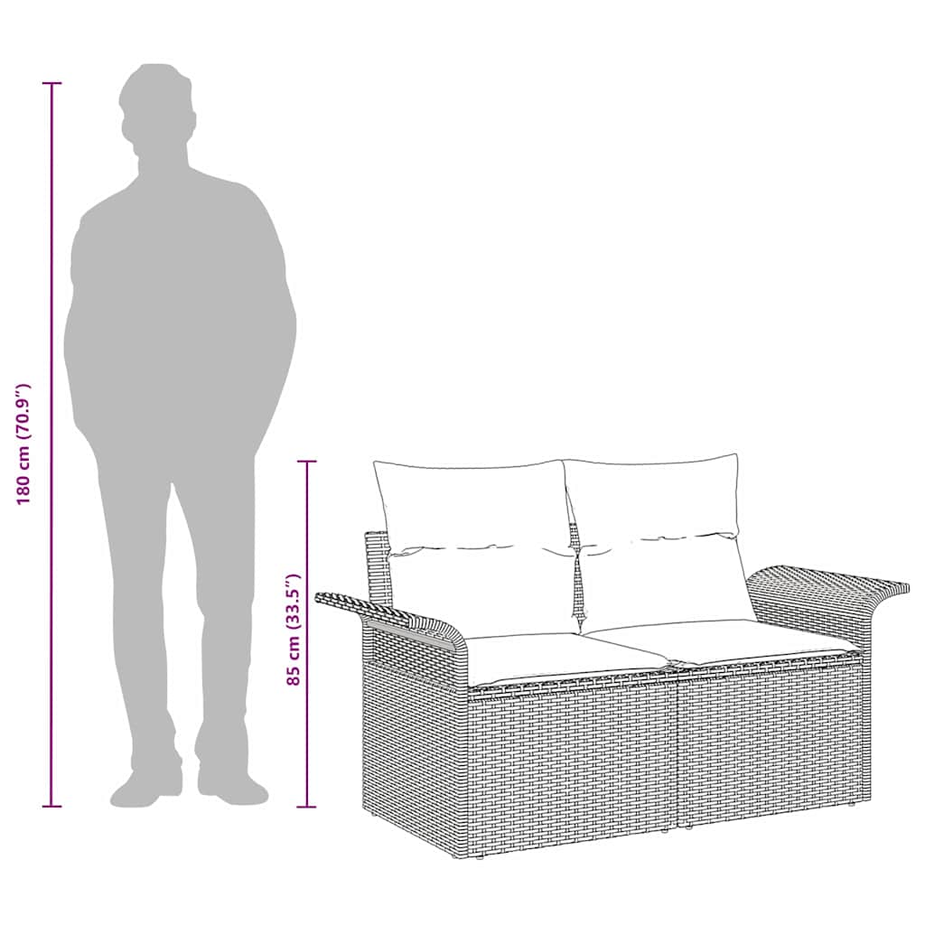 Trädgårdsoffa med kudde Beige 141 x 62 x 69cm konstrotting