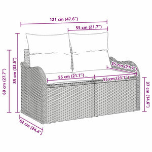 Trädgårdsoffa Svart 121 x 62 x 69cm konstrotting