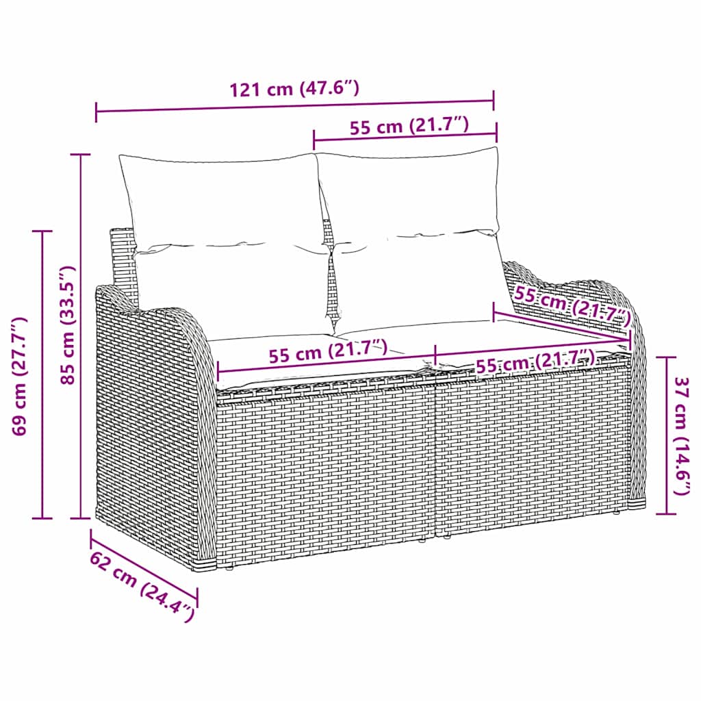 Trädgårdsoffa Svart 121 x 62 x 69cm konstrotting