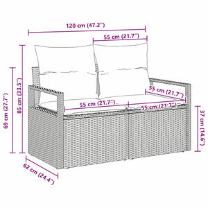 Trädgårdsoffa med kudde 120 x 62 x 69 cm konstrotting