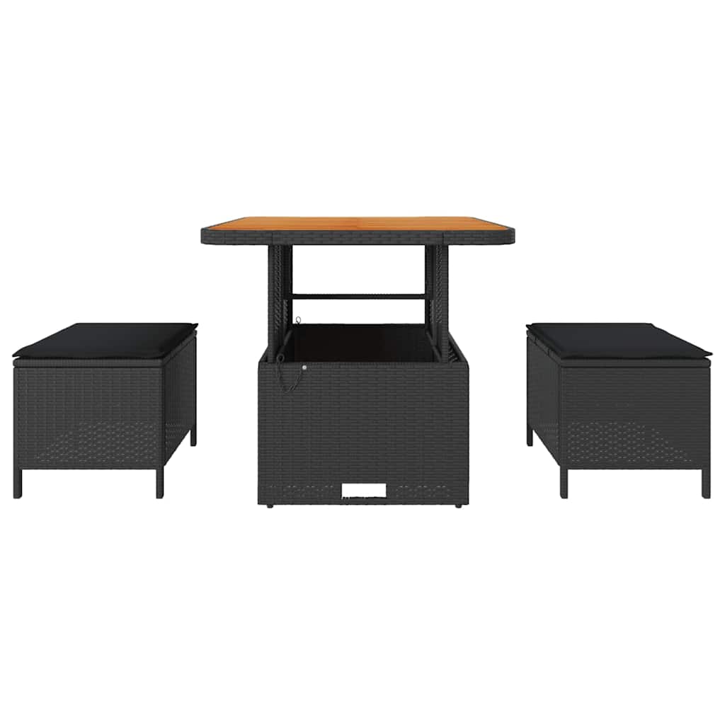 Trädgårdsmöbelset Svart konstrotting