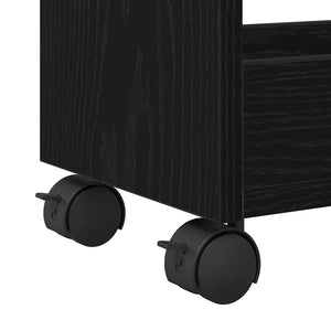 Skåp med hjul Svart Ek 60 x 22 x 79 cm