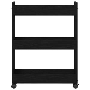 Skåp med hjul Svart Ek 60 x 22 x 79 cm