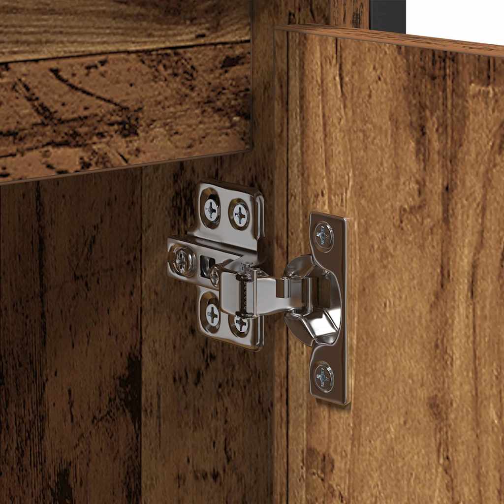 Badrumsskåp med handfat med lagring Gammalt trä 60 x 35 x 60 cm