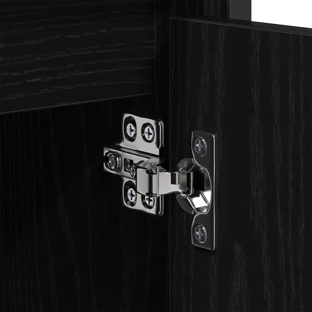 Badrumsskåp med handfat med lagring Svart Ek 60 x 35 x 60 cm