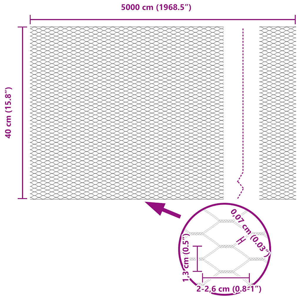 Hexagonstängsel Grön 0.4 x 50 m Stål